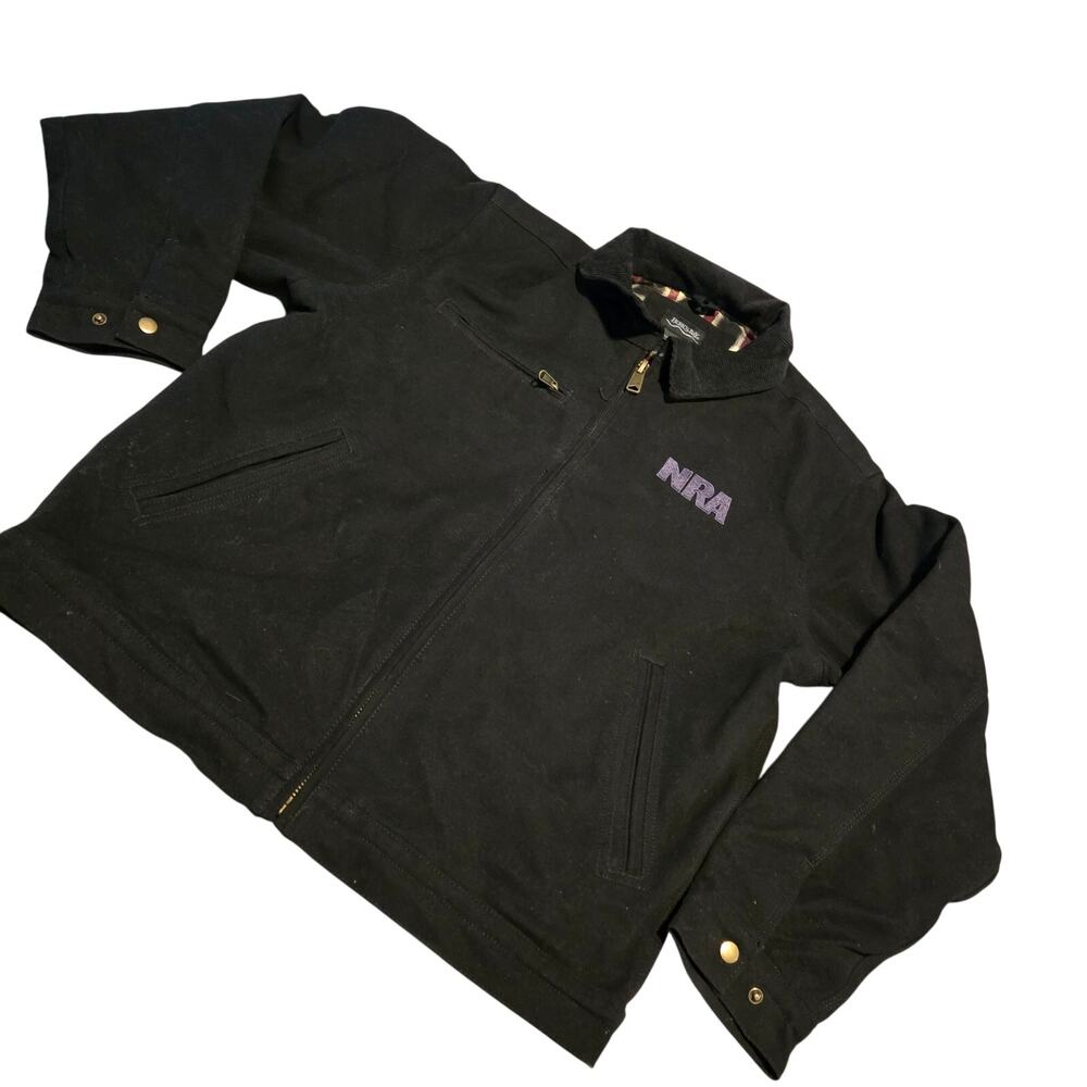 Vintage Burk's Bay NRA Black Canvas Flannel-Lined Jacket - Men's Large